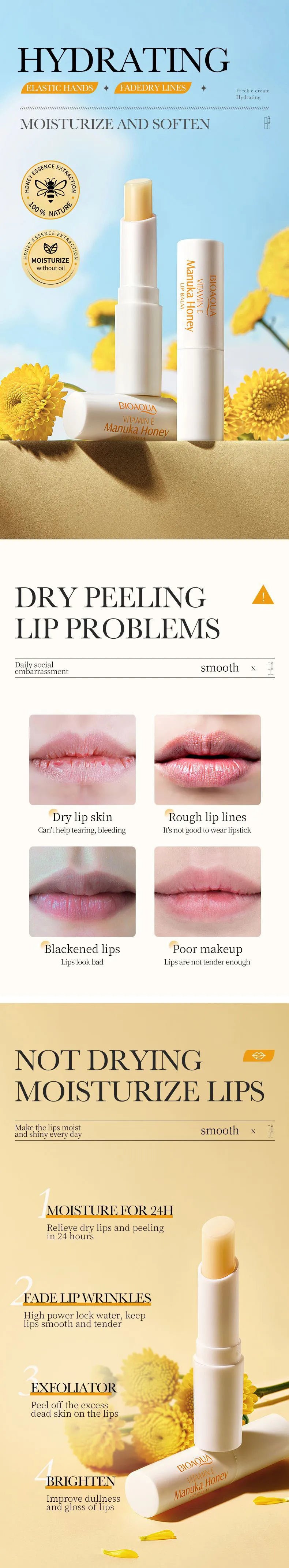 HydraHoney Vitamin E Lip Treatment — Anti-Crack, Long-Lasting Lip Nourishment