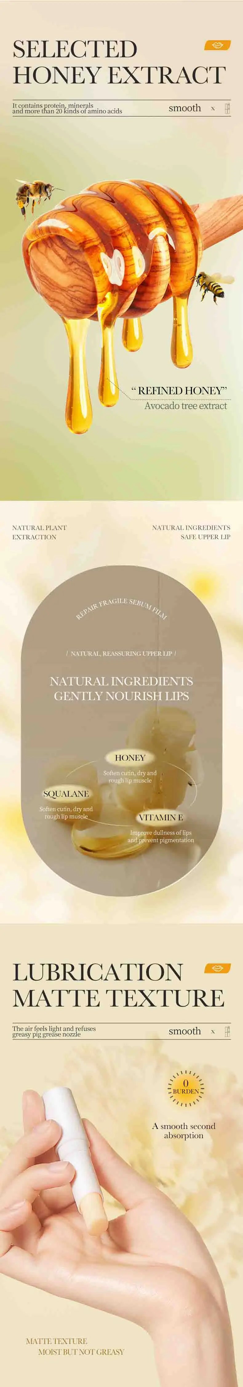 HydraHoney Vitamin E Lip Treatment — Anti-Crack, Long-Lasting Lip Nourishment